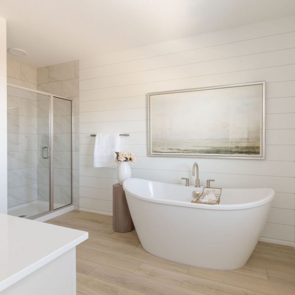 Primary Bathroom in Pacesetters home Kaylan Showhome in Trumpeter by Big Lake